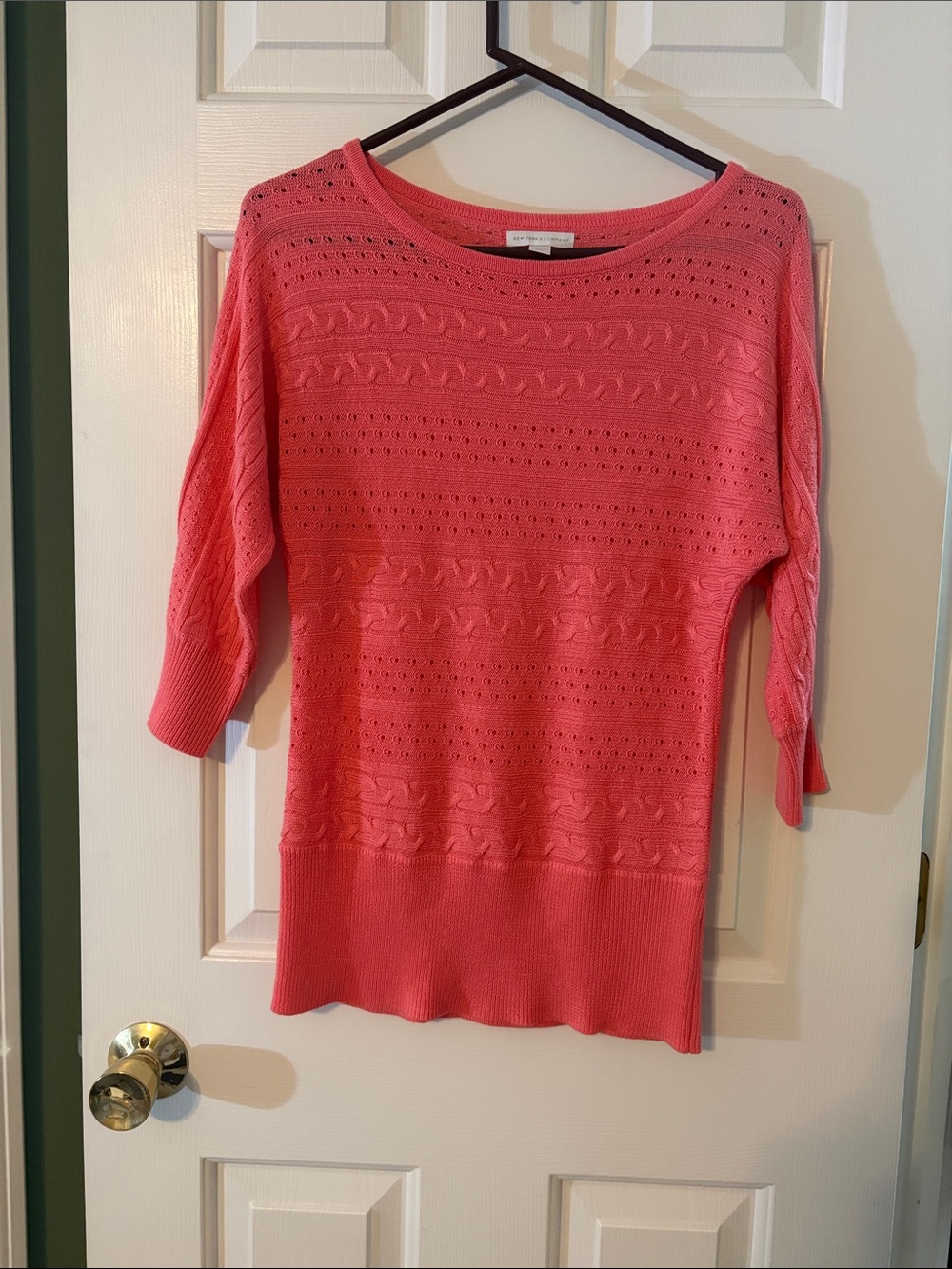 New York & Company Coral Scoop Neck Knit Sweater
